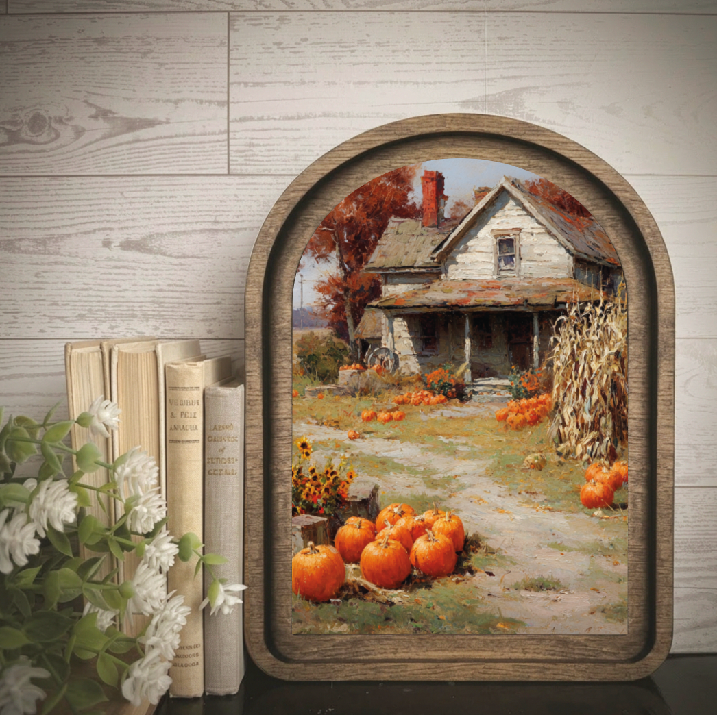 Arch Frame Pumpkin Farm Moody Fall | Wood & Canvas: Small