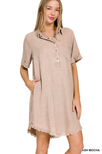 Button down V neck Dress