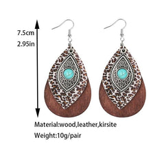 Wood Leather Alloy Earrings Multi-layer Combination: As picture shown
