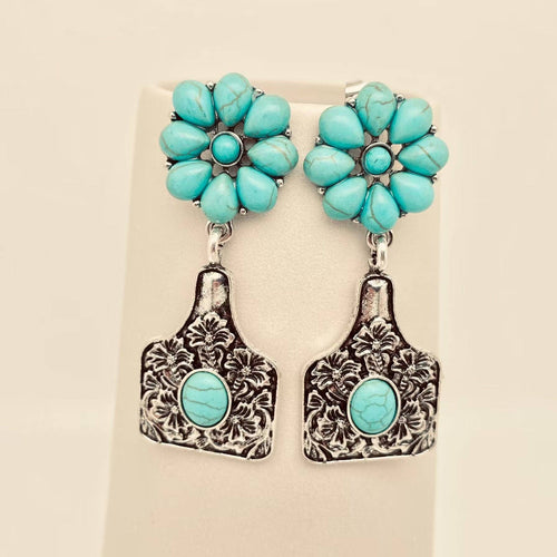 Western Style Cattle Tag Post Earrings - WJ