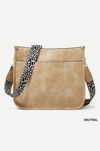 LEATHER LEOPARD STRAP CROSSBODY SHOULDER BAG