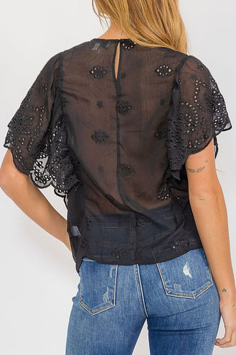 Eyelet Midnight Top