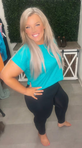 Teal crop tee