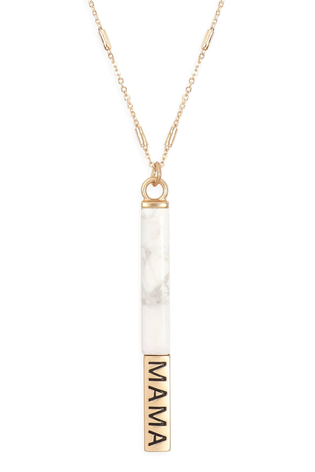 NATURAL STONE MAMA PENDANT BAR NECKLACE