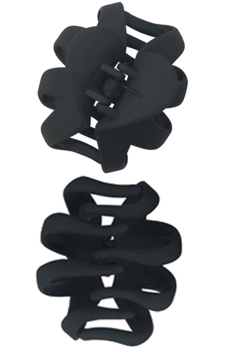 Wavy Heart Maxi Matte Black Y2K Fashion Hair Claw